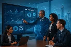 Indian startup founder using AI-powered legaltech platform for GST and ROC compliance on laptop