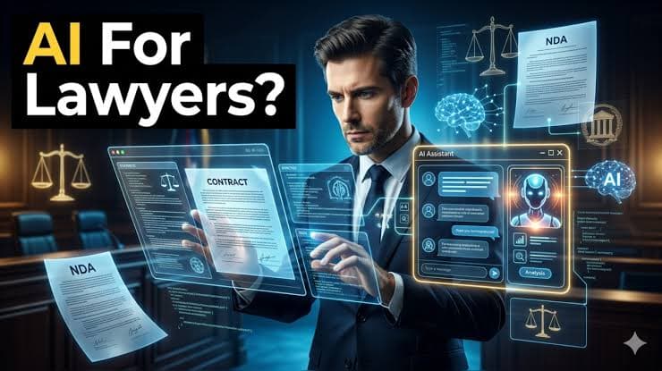 Founder reviewing a contract on laptop with AI legal tech dashboard, India