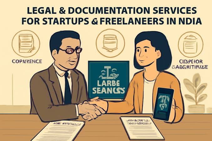 Freelance contract India — founder and freelancer signing digital agreement, startup legal compliance