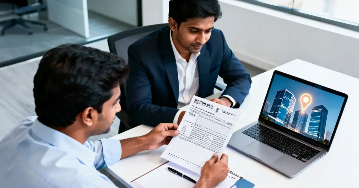Founder reviewing online legal services checklist on laptop in India office